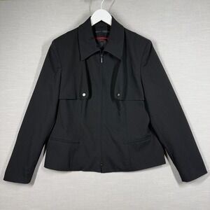 Perry Ellis Jacket Womens 14 Black Casual Classic Chic Neutral Old Money